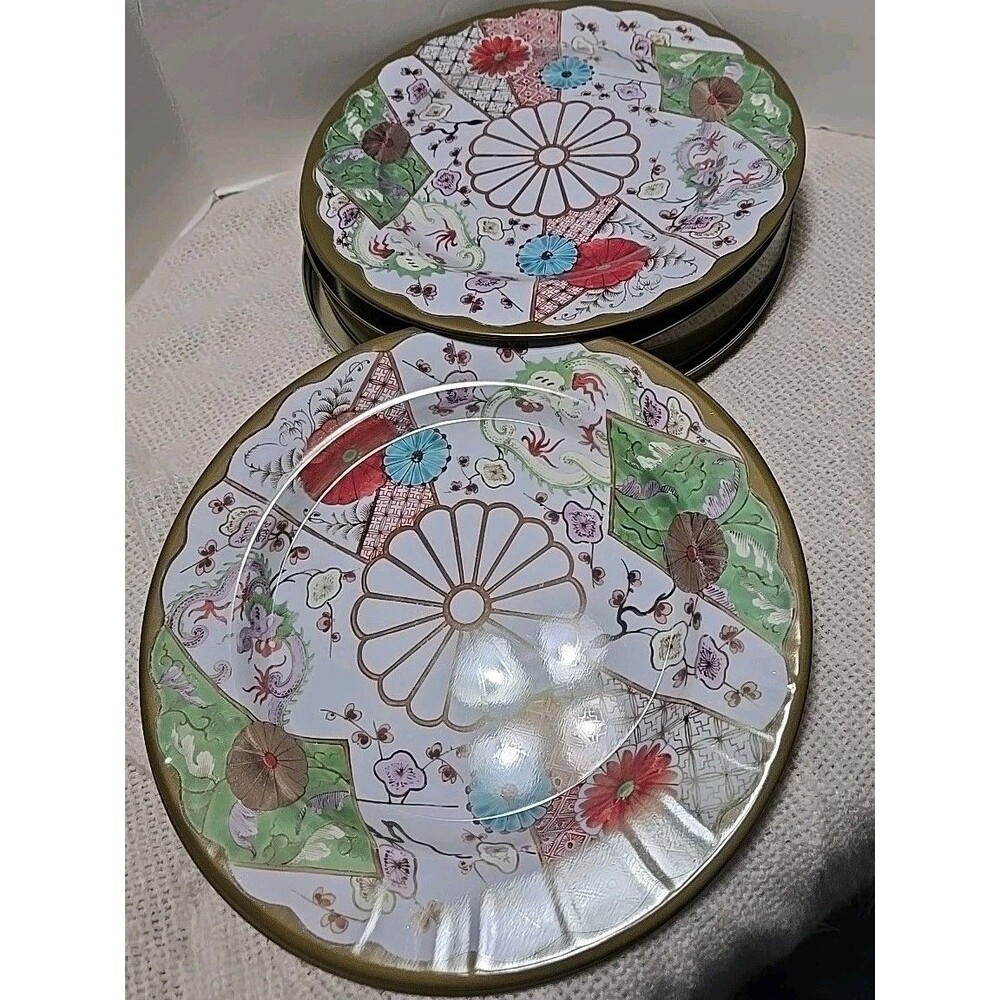 MMA COLLECTION ENGLISH IMARI WORCESTER TIN PLATES SET OF 6 W/CASE #10-09356-5